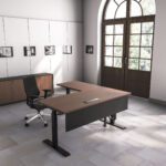 Ergo Series Triple Motor L-Shaped Height Adjustable Desk (Black Frame)