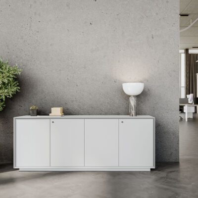 An image of a white cabinet used for storage in an office