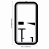 Technical floor plan of the Urban 411 Smart One Plus single office pod, showing dimensions of 220 cm in height and 120 cm in width, featuring an internal stool and work ledge.