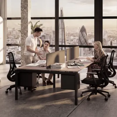 Eco U Series Cluster of 4 Face to Face Workstation