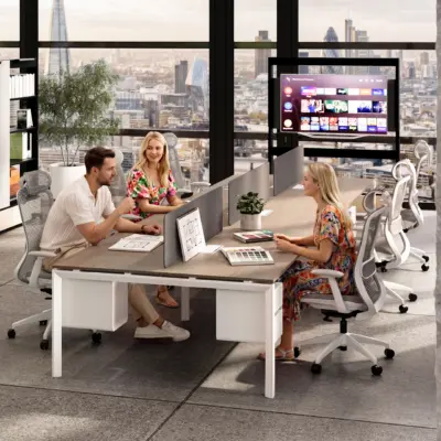 Eco U Series Cluster of 6 Face to Face Workstation