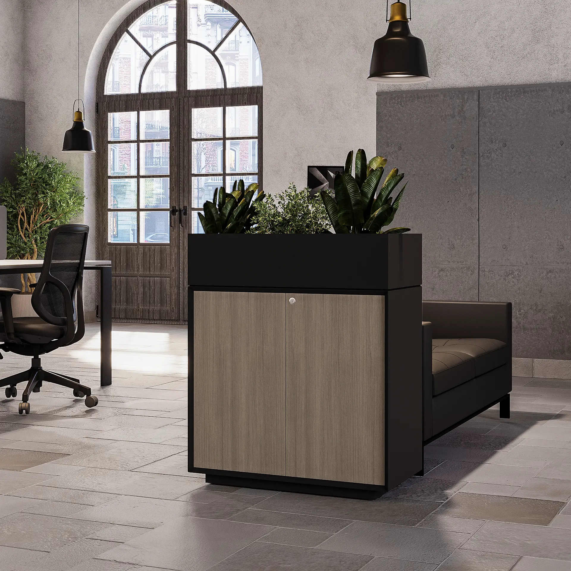 Low Height Planter - Black E+ Low Planter Cabinet - Image 1
