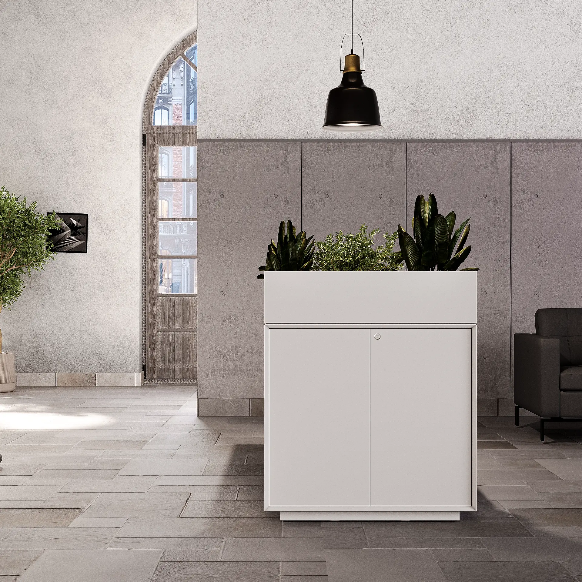 Low Height Planter - White E+ Low Planter Cabinet - Image 1