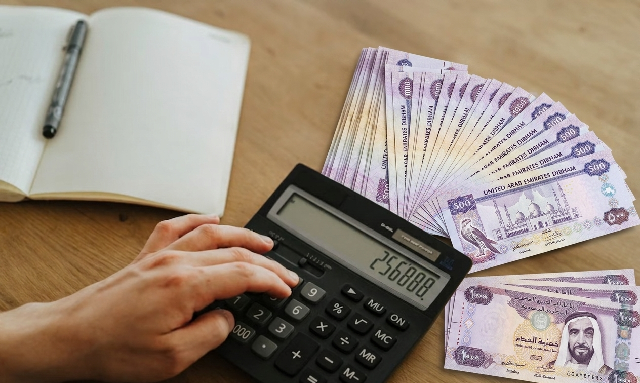 image showing calculator and UAE currency