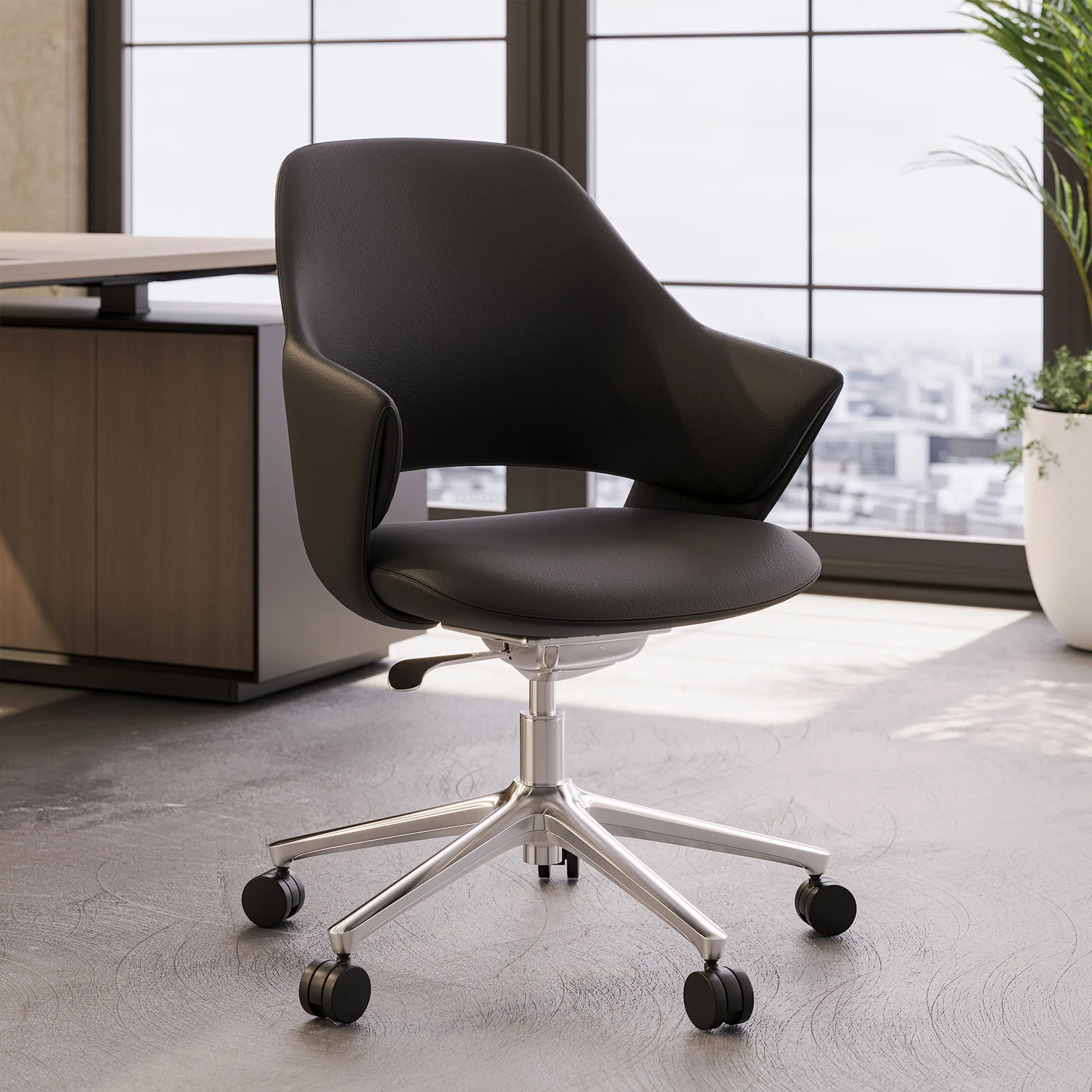 Onyx-Guest-With-Castors-scaled-1.webp Onyx Guest Mid Back Executive Chair - Image 1